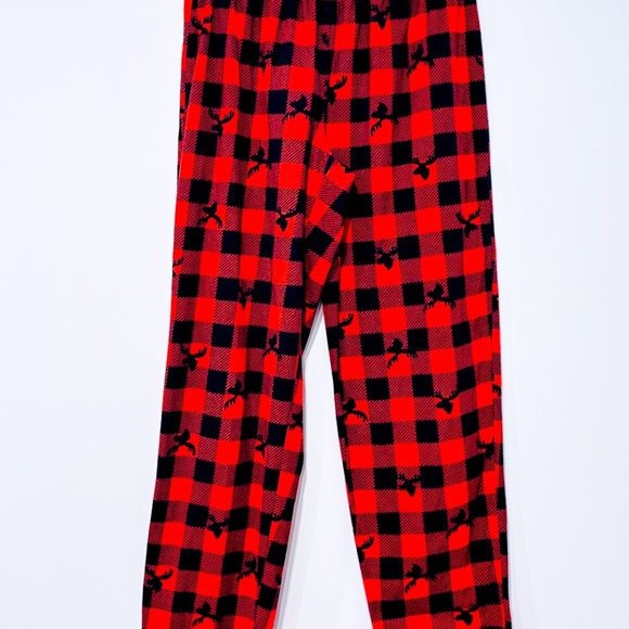 Red and Black Plaid Plush Pajama Pants - Picture 5 of 8